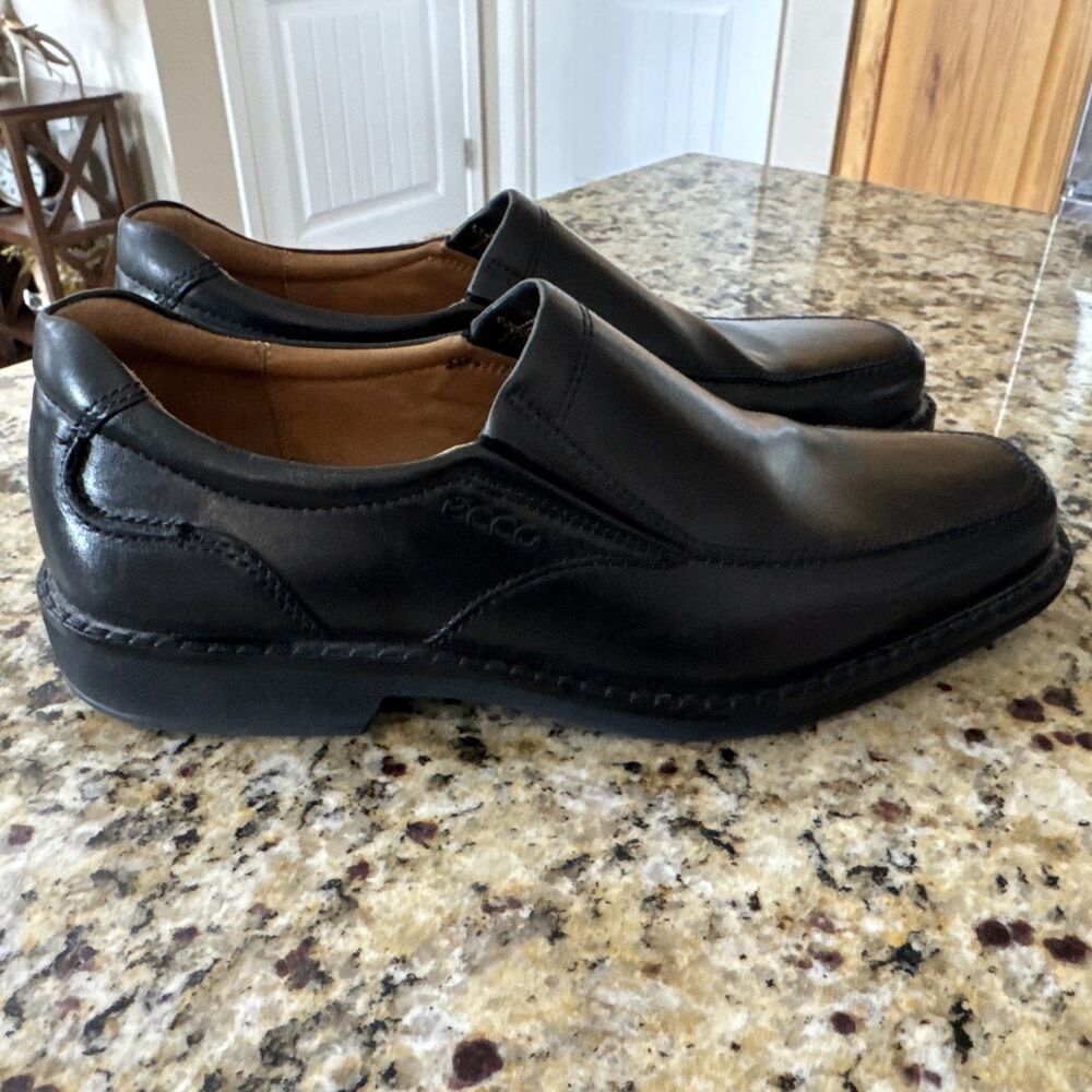 ECCO Helsinki Men Black Leather Apron Toe Oxford Dress Shoes EU 43 US 9-9.5